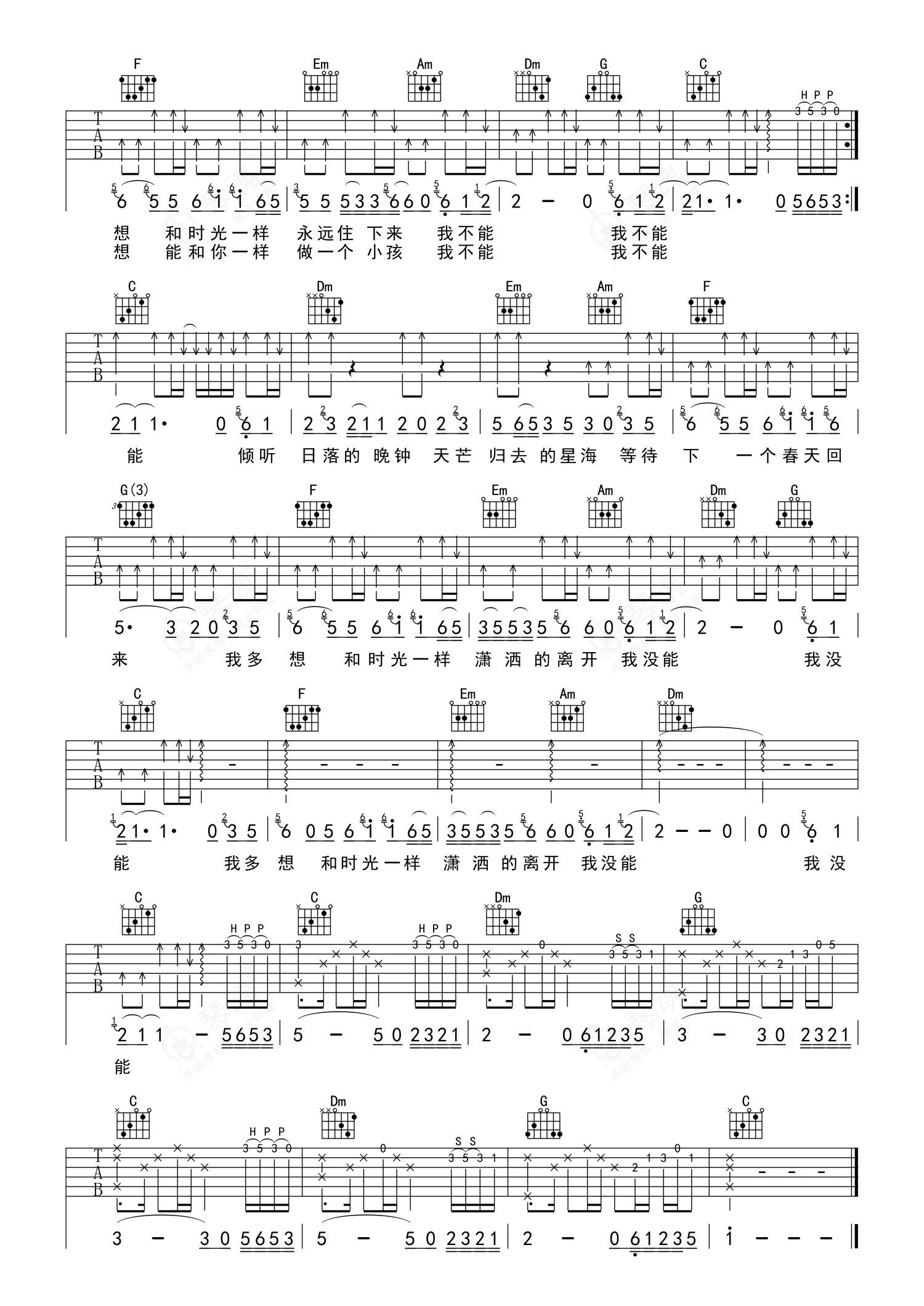 简单版《玛丽》钢琴谱 - 赵雷0基础钢琴简谱 - 高清谱子图片 - 钢琴简谱
