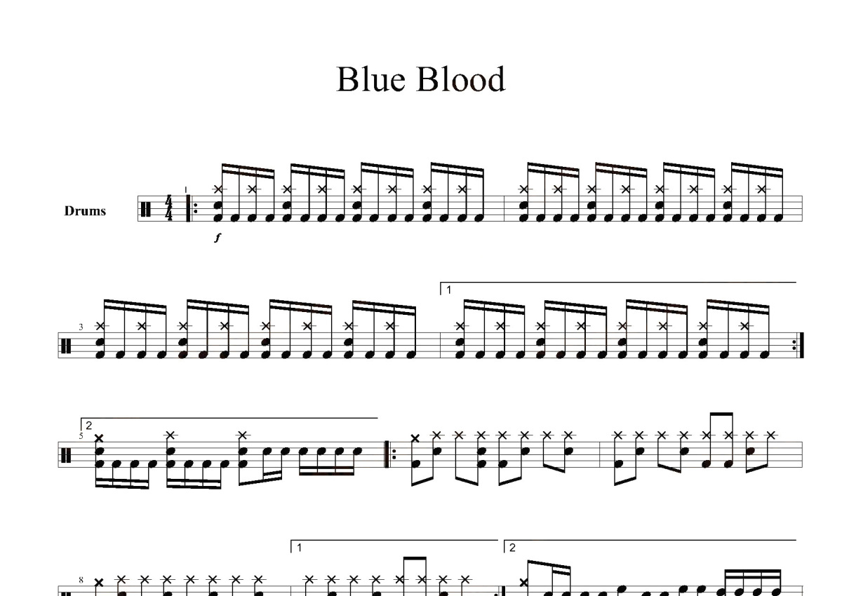 X-Japan《Blue Blood》鼓谱 - 架子鼓谱第1张