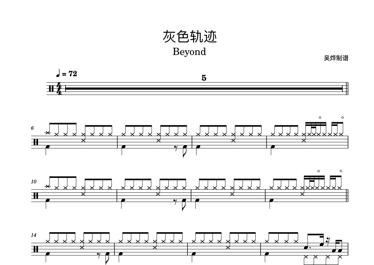 beyond《灰色轨迹》鼓谱 