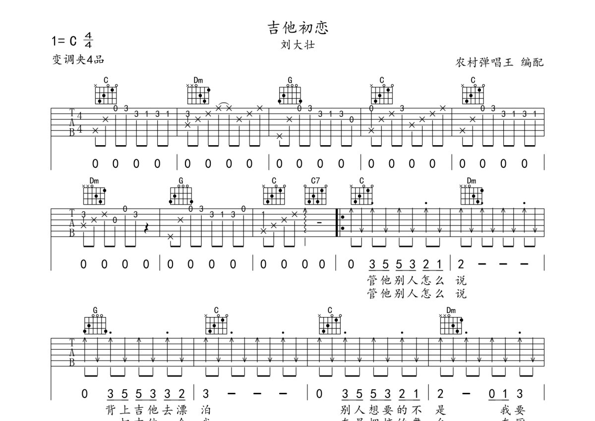 刘大壮《吉他初恋》吉他谱 