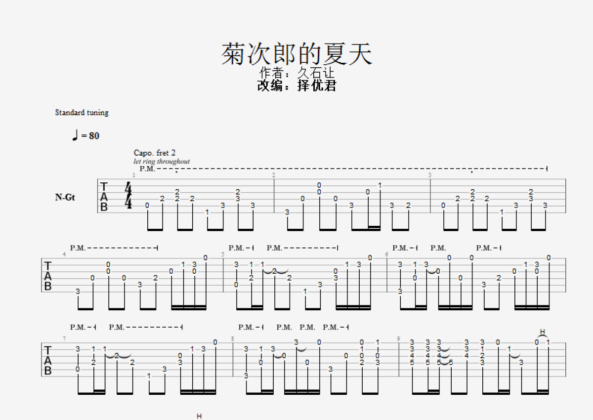 菊次郎的夏天古典吉他图片