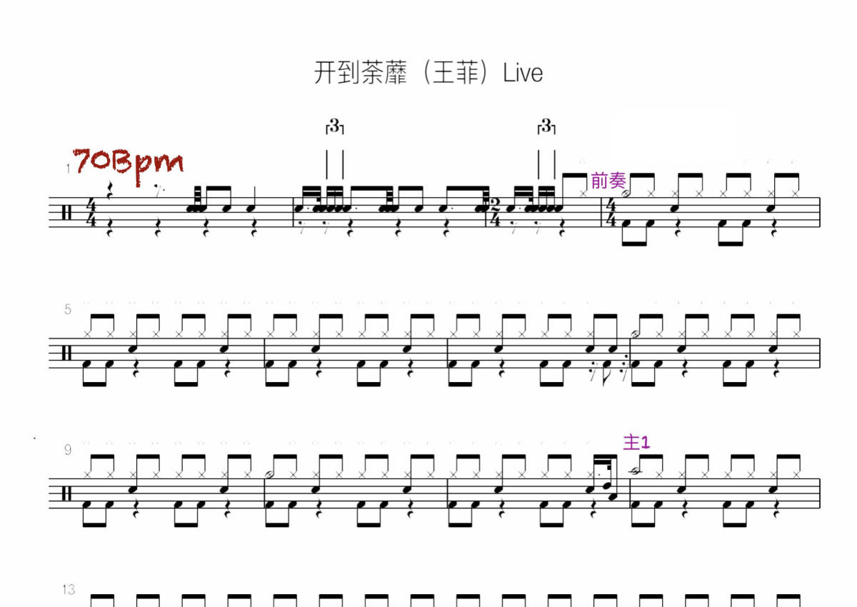 开到荼蘼吉他谱(gtp谱,总谱,乐队版)_王菲(Faye Wong)