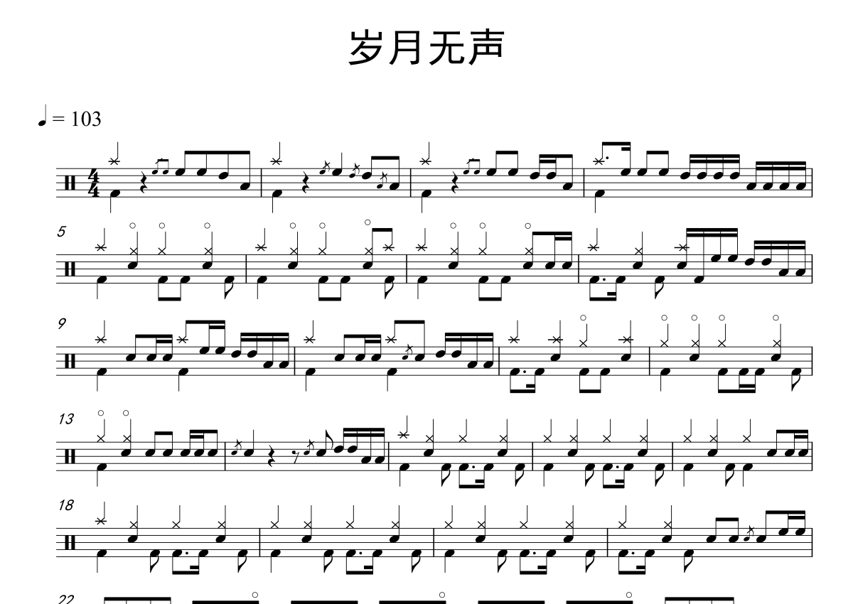 岁月无声贝斯谱BEYOND C调摇滚 独奏/solo谱 -吉他谱中国